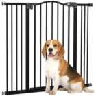 PawHut 74-100cm Adjustable Metal Pet Gate w/Auto-Close Black
