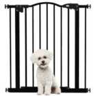 PawHut 74-80cm Adjustable Metal Pet Gate w/ Auto-Close Black