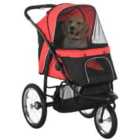 PawHut Three-Wheel Pet Stroller Foldable Cat Pram - Red