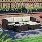 Garden Vida Hampton 4 Seater Corner Rattan Garden Furniture Set Wicker Sofa Table Outdoor Patio With Cover, Brown