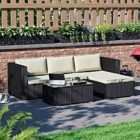 Garden Vida Hampton 4 Seater Corner Rattan Garden Furniture Set Wicker Sofa Table Outdoor Patio With Cover, Black