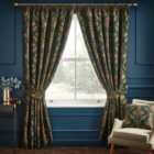 Paoletti Shiraz Fully Lined Jacquard Pencil Pleat Curtains Emerald 90" width 90" drop