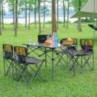 Livingandhome 7pc Folding Camping Table/Chairs Set - Black