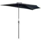 Outsunny 3m Half Parasol Semi Round Umbrella Patio Metal - Black NO BASE INCLUDED