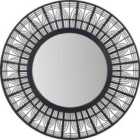 Pacific Black Bamboo Frame Round Wall Mirror