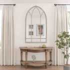 Livingandhome Metal Arched Garden Window Mirror, Brown