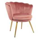 Genesis Flora Petal Back Chair In Velvet - Dusty Pink