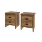 Gfw Boston 2 Drawer Bedside Table Pair Knotty Oak