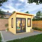 Mercia 3m x 3m Curved Roof Log Cabin (44mm) - UPVC Windows & Doors - Grey