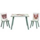 Zonekiz Zonekiz Kids Table And Chairs, Children Desk With 2 Chairs, Green
