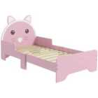 Zonekiz Toddler Bed Frame Cat Design Kids Bed With Guardrails - Pink