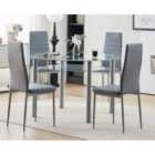 Sleepon Modern 5 Piece Round Glass Dining Set