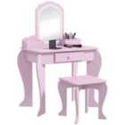 Zonekiz Kids Dressing Table Cloud Design W/ Mirror Stool, Drawer, Storage Boxes