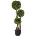 HOMCOM Potted Artificial Plants Boxwood Ball Topiary Trees Indoor Outdoor, 90cm