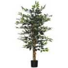 HOMCOM Artificial Ficus Tree With Lifelike Leaves And Natural Trunks Green