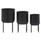 Interiors By Ph Avento Set Of Three Black Finish Planters