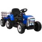 HOMCOM Ride On Tractor With Detachable Trailer- Blue