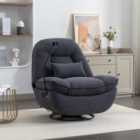 Artemis Home Fallon Boucle Fabric Swivel Based Recliner Chair with Fitted Phone Holder - Dark Grey