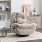 Artemis Home Fallon Boucle Fabric Swivel Based Recliner Chair with Fitted Phone Holder - Light Brown