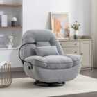 Artemis Home Fallon Boucle Fabric Swivel Based Recliner Chair with Fitted Phone Holder - Light Grey