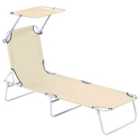 Outsunny Folding Chair Sun Lounger w/ Sunshade Garden Recliner Hammock Beige