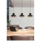 Eglo Grizedale Black & Brass 3-light Pendant