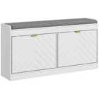 HOMCOM Shoe Storage Bench with 2 Flip Drawers - White