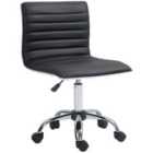 HOMCOM Adjustable Swivel Office Chair with Armless Mid-back In PU Leather and Chrome Base - Black