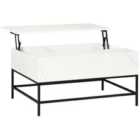 HOMCOM Lift Top Coffee Table with Hidden Storage Compartment and Metal Legs - Faux Marble White