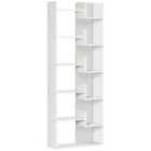 HOMCOM 6-Tier Modern Bookcase with 11 Open Shelves - White