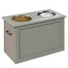 PawHut Raised Pet Bowls w/ Storage, Two Stainless Bowls, Elevated Base - Grey