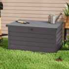 Livingandhome 350L Metal Outdoor Garden Storage Box Lockable Grey