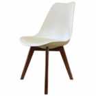 Fusion Living Soho Plastic Dining Chair With Squared Dark Wood Legs Vanilla