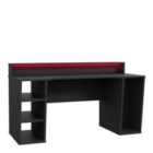 Tezaur Gaming Desk 2 Shelves With LED In Matt Black
