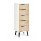 Julian Bowen Alba 5 Drawer Narrow Chest - Soft Close - White/Oak