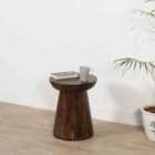 Natural Solid Dark Wood Side Table