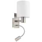 Eglo Pasteri Fabric LED Wall Lamp with Reading Light - White