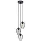 Eglo Newtown Vintage 3-Light Cluster Pendant with Caged Shades - Black