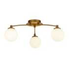 Lighting Collection Opal And Brass 3Lt Ceiling