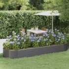 vidaXL Garden Raised Bed Powder-coated Steel 322x100x36 cm Grey