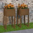 vidaXL Planters 2 pcs Honey Brown 40x40x81cm Solid Pine