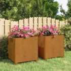 vidaXL Planters With Legs 2 Pcs Rusty 42X40X43cm Corten Steel