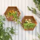 vidaXL Wall Planters 2 Pcs Rusty Corten Steel 46X10X40cm