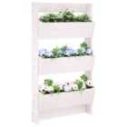 vidaXL Wall Planter 3-Tier 60x18.5x110cm White Solid Wood Pine