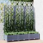 vidaXL Garden Planter With Trellis Dark Grey 120X40X121.5cm Pp