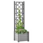 vidaXL Garden Planter w/ Trellis 43x43x142cm PP Stone Grey