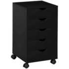 HOMCOM Mobile File Cabinet, 5 Drawer Storage Filing Cabinet Home Office Black