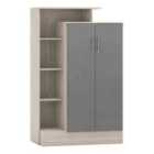 Seconique Nevada Petite Open Shelf Wardrobe - Grey Gloss/Light Oak Effect Veneer