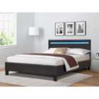 Sleepon Brown Faux Leather Bedframe with LED Strip - Single