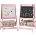 Aiya Aiyaplay Kids Easel With Paper Roll, Blackboard, Whiteboard, Pink